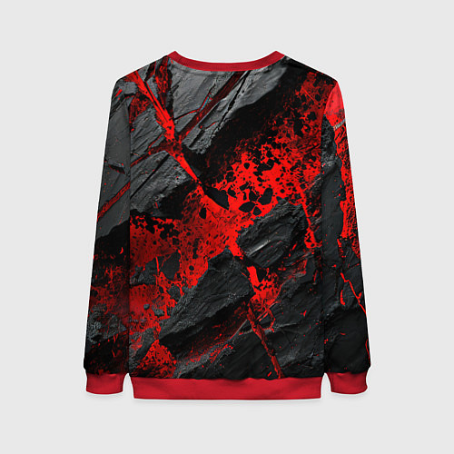 Женский свитшот Красные разломы черных камней / 3D-Красный – фото 2