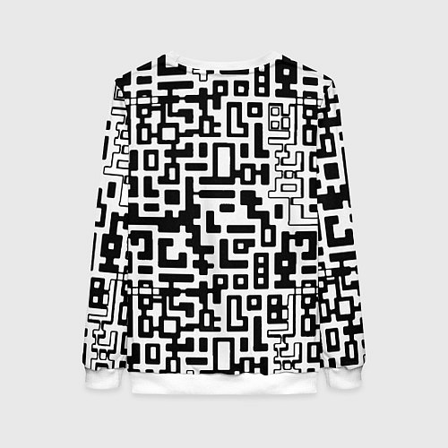 Женский свитшот Чёрно-белая глитч инфекция / 3D-Белый – фото 2