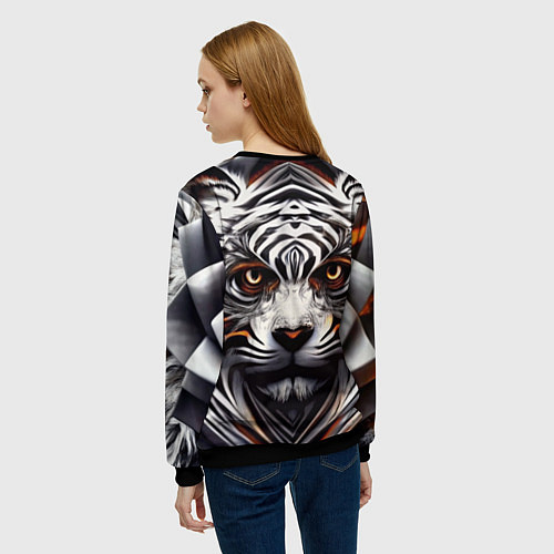 Женский свитшот Абстракция: тигр / 3D-Черный – фото 4