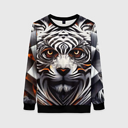 Свитшот женский Абстракция: тигр, цвет: 3D-черный