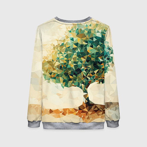 Женский свитшот Многоугольное дерево с листьями / 3D-Меланж – фото 2
