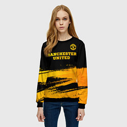 Свитшот женский Manchester United - gold gradient посередине, цвет: 3D-черный — фото 2