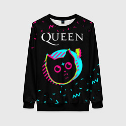 Свитшот женский Queen - rock star cat, цвет: 3D-черный