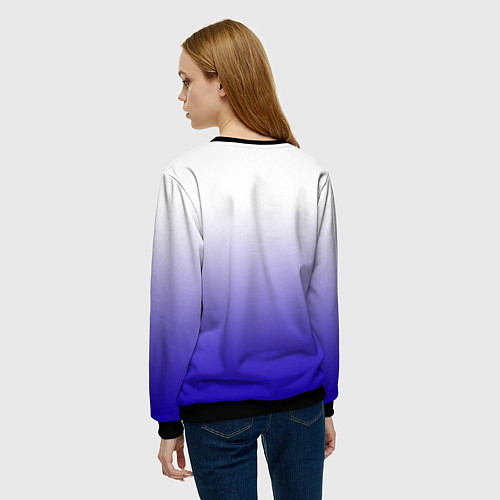 Женский свитшот Градиент белый ультрамарин / 3D-Черный – фото 4