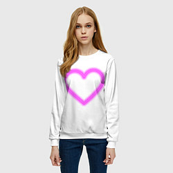 Свитшот женский Неоновое сиреневое сердце, цвет: 3D-белый — фото 2