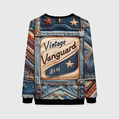 Женский свитшот Vintage vanguard jeans - patchwork / 3D-Черный – фото 2