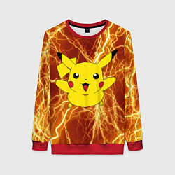 Свитшот женский Pikachu yellow lightning, цвет: 3D-красный