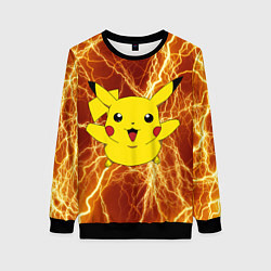 Свитшот женский Pikachu yellow lightning, цвет: 3D-черный