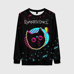 Свитшот женский Evanescence - rock star cat, цвет: 3D-черный