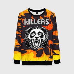 Свитшот женский The Killers рок панда и огонь, цвет: 3D-черный