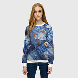 Свитшот женский Vanguard jeans patchwork - ai art, цвет: 3D-белый — фото 2