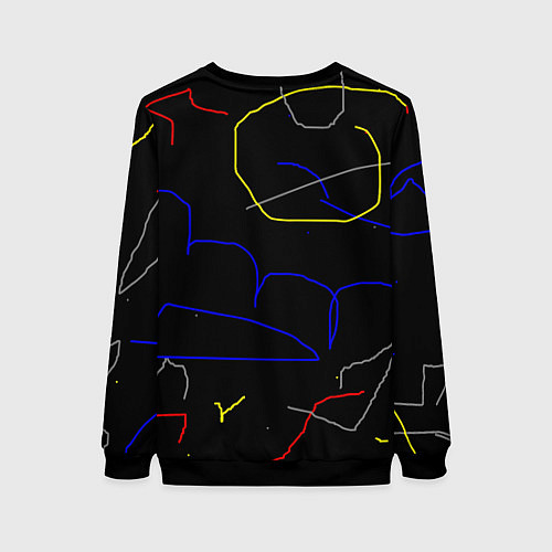 Женский свитшот Линии и точки на чёрном / 3D-Черный – фото 2