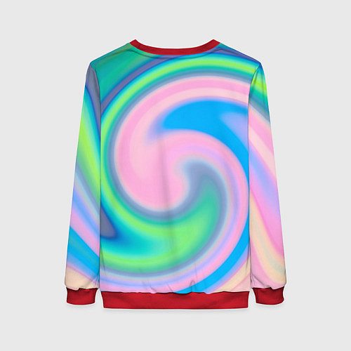 Женский свитшот Абстрактный разноцветный круговорот / 3D-Красный – фото 2