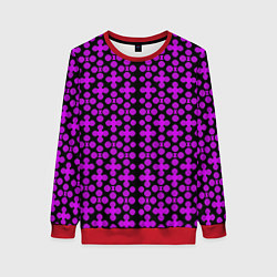 Женский свитшот Розовые четырёхлистники на чёрном фоне