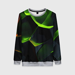 Женский свитшот Green neon abstract geometry