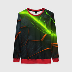 Свитшот женский Green neon abstract geometry, цвет: 3D-красный