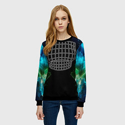Свитшот женский Иллюзия сетчатого корсета груди, цвет: 3D-черный — фото 2