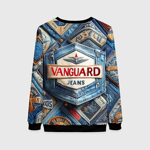 Женский свитшот Vanguard denim patchwork - ai art / 3D-Черный – фото 2