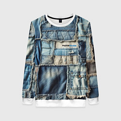 Свитшот женский Patchwork denim - vogue, цвет: 3D-белый