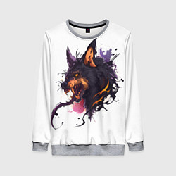 Свитшот женский Демонический волк, цвет: 3D-меланж