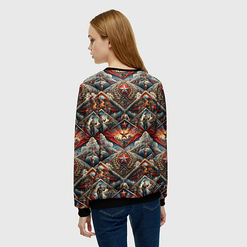 Женский свитшот День победы золотая звезда СССР / 3D-Черный – фото 4