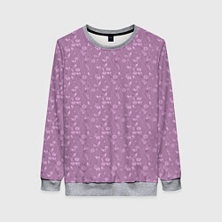 Женский свитшот Розовый сиреневый цветочный однотонный узор
