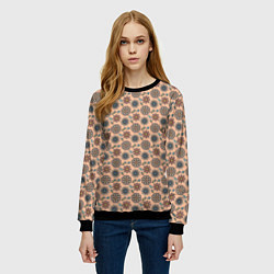 Свитшот женский Цветочный узор в стиле бохо, цвет: 3D-черный — фото 2