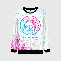 Свитшот женский Leicester City neon gradient style, цвет: 3D-черный