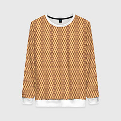Свитшот женский Светлый коричневый сетка паттерн, цвет: 3D-белый