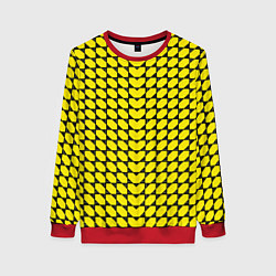 Свитшот женский Жёлтые лепестки шестиугольники, цвет: 3D-красный
