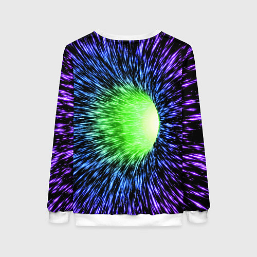 Женский свитшот Червоточина - градиентные лучи со свечением / 3D-Белый – фото 2