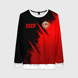 Свитшот женский СССР - черно-красный, цвет: 3D-белый