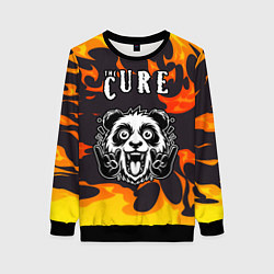 Свитшот женский The Cure рок панда и огонь, цвет: 3D-черный