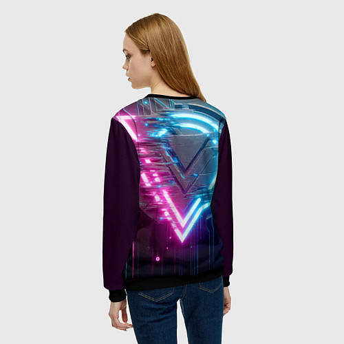 Женский свитшот Neon geometric abstraction - ai art / 3D-Черный – фото 4