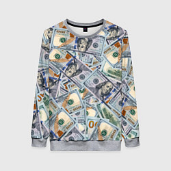 Свитшот женский Банкноты сто долларов, цвет: 3D-меланж
