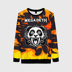 Женский свитшот Megadeth рок панда и огонь
