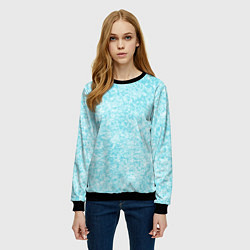 Свитшот женский Светлый бело-голубой текстура, цвет: 3D-черный — фото 2