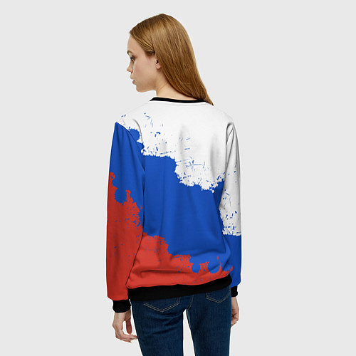 Женский свитшот Российский триколор и герб / 3D-Черный – фото 4