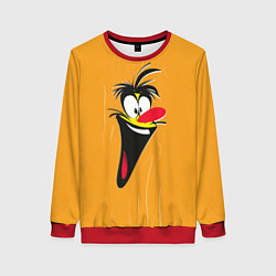 Свитшот женский Смеющееся мультяшное лицо, цвет: 3D-красный