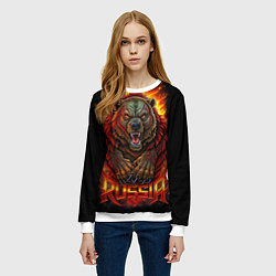 Свитшот женский Русский агрессивный медведь, цвет: 3D-белый — фото 2