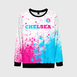 Свитшот женский Chelsea neon gradient style посередине, цвет: 3D-черный