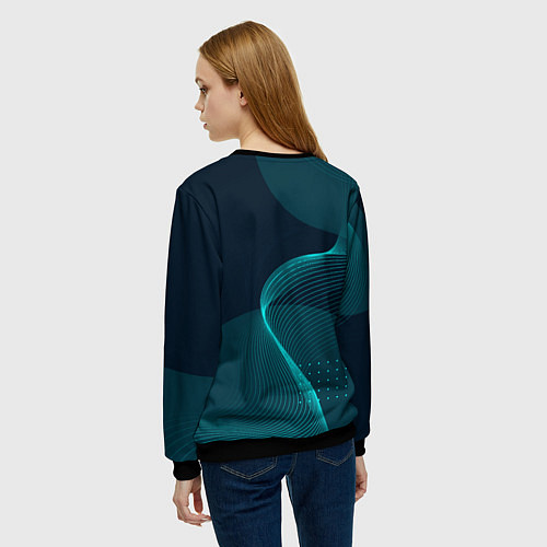 Женский свитшот Извилистые линии трансформации / 3D-Черный – фото 4