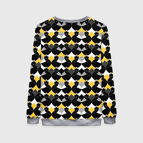Женский свитшот Желто черный с белым геометрический узор / 3D-Меланж – фото 2