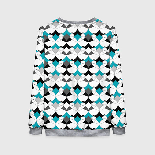 Женский свитшот Разноцветный черный голубой с белым геометрический / 3D-Меланж – фото 2