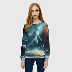 Свитшот женский Человек и космос - нейросеть, цвет: 3D-меланж — фото 2