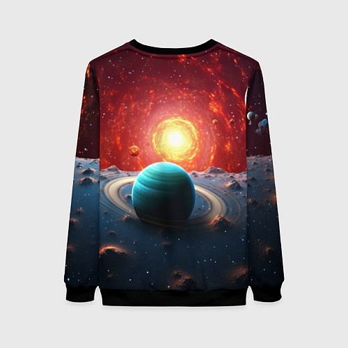 Женский свитшот Космос и разные планеты / 3D-Черный – фото 2