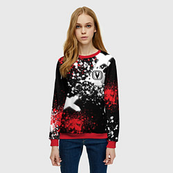 Свитшот женский Логотип Чанган на фоне брызг красок, цвет: 3D-красный — фото 2