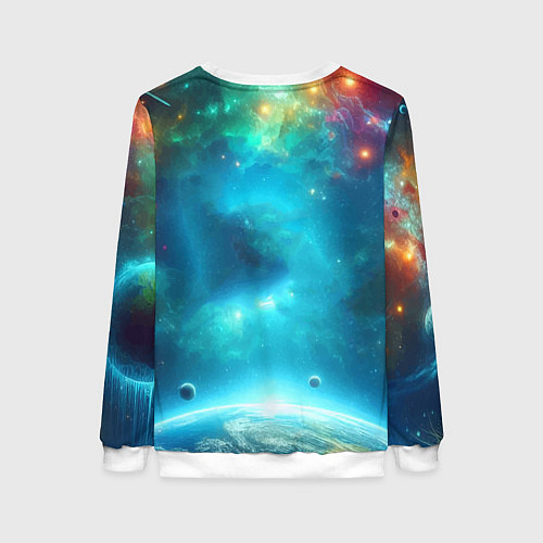 Женский свитшот Большая белая акула в космическом пространстве / 3D-Белый – фото 2