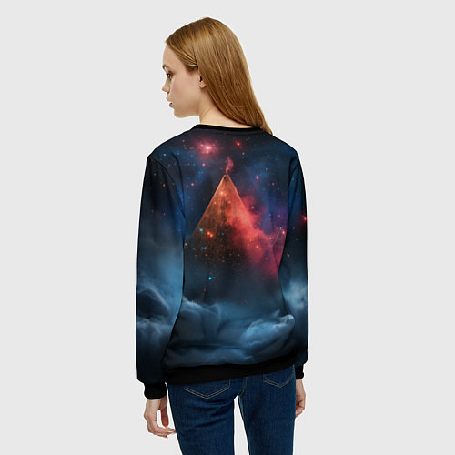 Женский свитшот Космическая абстракция пирамида / 3D-Черный – фото 4