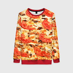 Женский свитшот Пицца с грибами и томатом - текстура